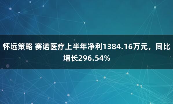 怀远策略 赛诺医疗上半年净利1384.16万元，同比增长296.54%